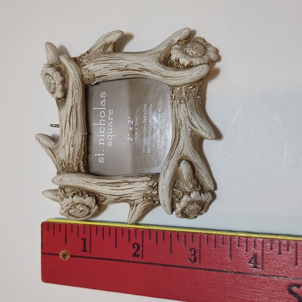 St Nicholas Square Miniature Ornament Frame 2” x 2” Deer Antler Theme - Picture 5 of 6